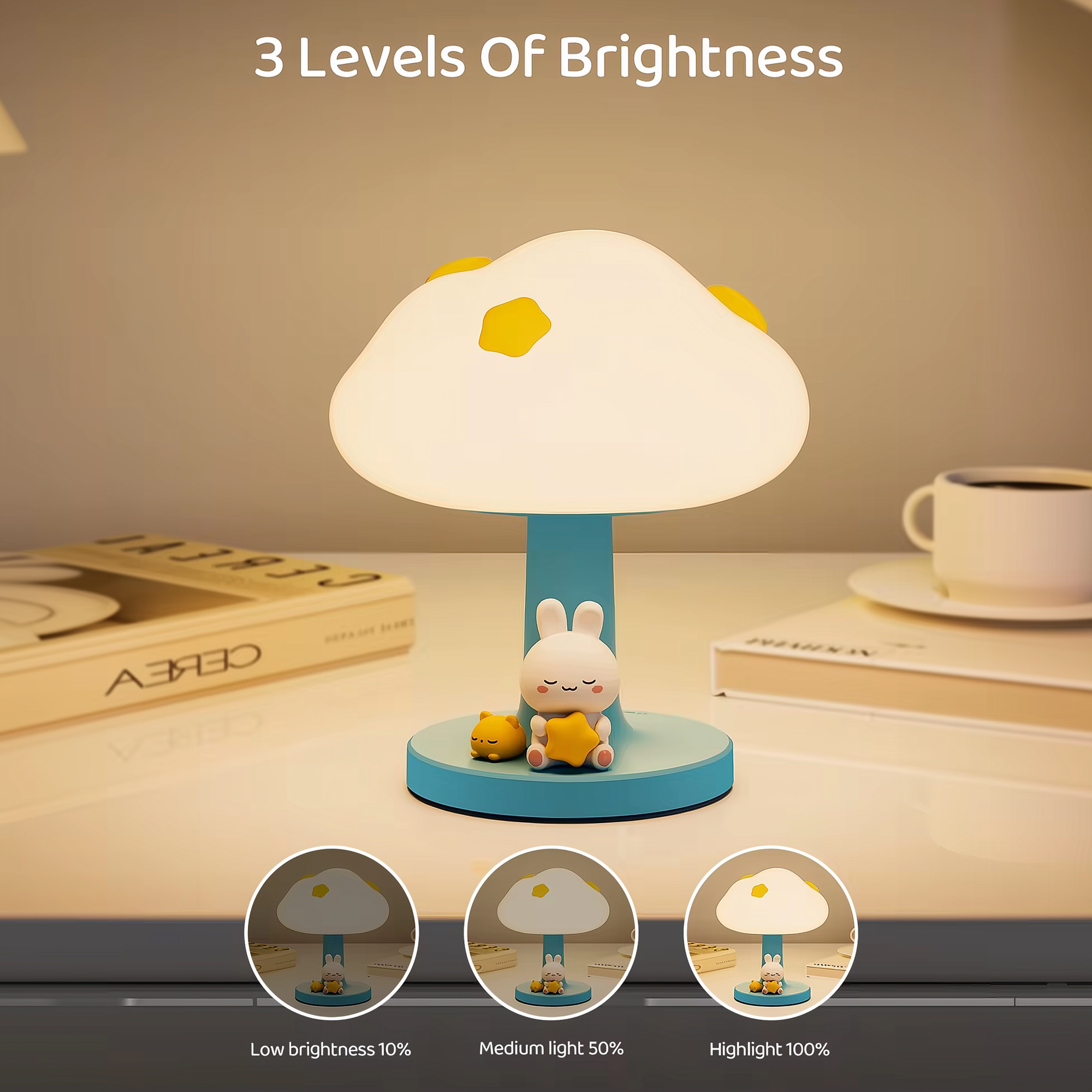 Cozy Cloud Bunny · Dozzi · Rechargeable & Touch-Activated Bedside Lamp